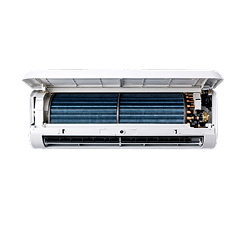 Open AC unit — coil and filter cleaning