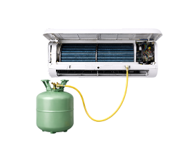 AC gas check and refrigerant refilling