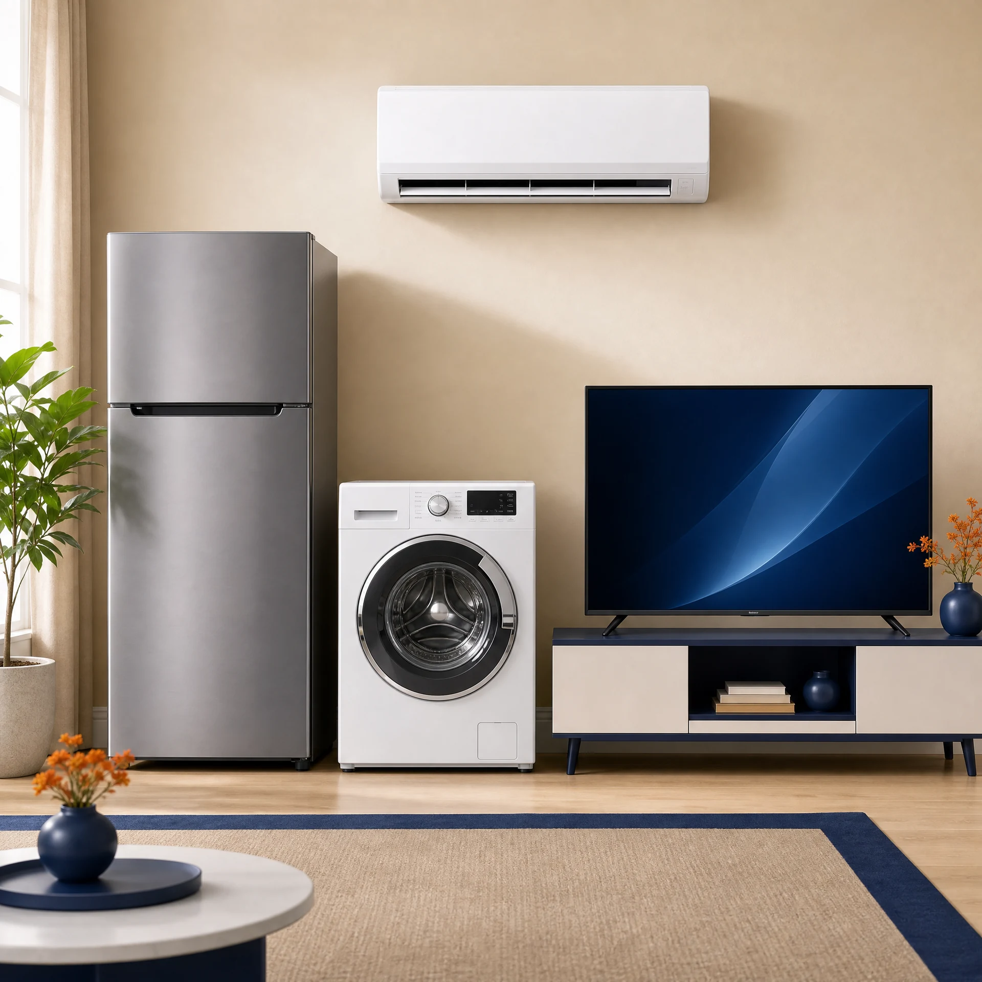 AC, fridge, washing machine and TV available on rent from Service Creed